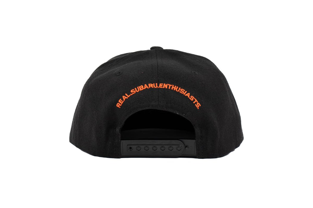 Subimods Official Outline Style Logo Snapback Hat Black w/ Orange Logo - SM-2132 - Subimods.com