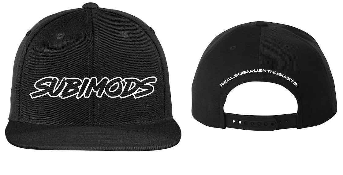 Subimods Outline Style Logo Snapback Hat Black w/ White Logo - SM-1011 - Subimods.com