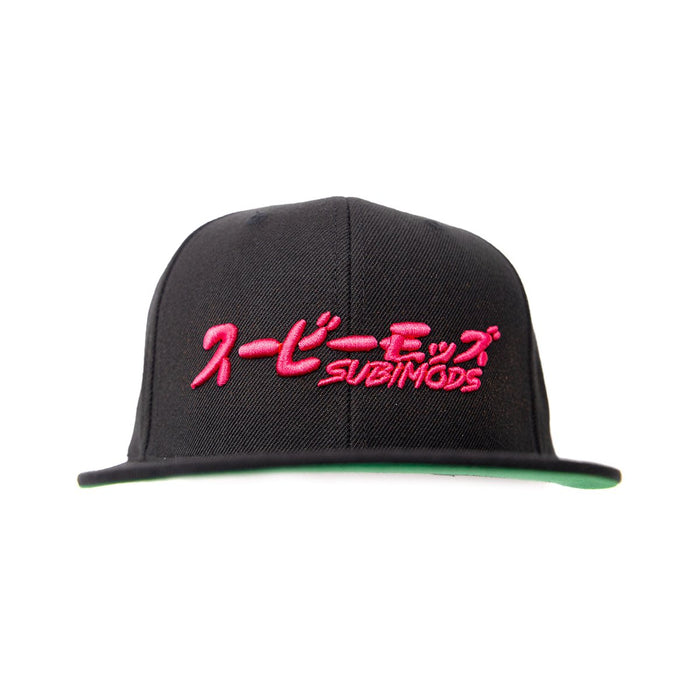 Subimods Overseas Style Logo Snapback Hat Black w/ Pink Logo - SM-2131 - Subimods.com