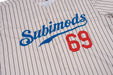 Subimods Official Sports Series Baseball Jersey Cream w/ Black Pinstripe and Blue and Red Accents - SM-2097-S - Subimods.com