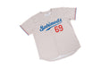 Subimods Official Sports Series Baseball Jersey Cream w/ Black Pinstripe and Blue and Red Accents - SM-2097-S - Subimods.com