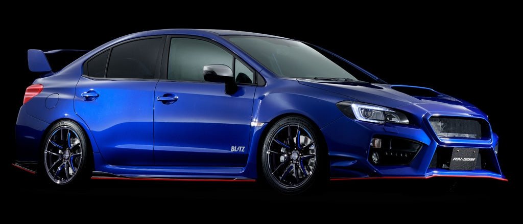 WedsSport RN-55M Gloss Black w/ Blue Machining 18x10 5x114.3 +36mm Offset - 72975 - Subimods.com